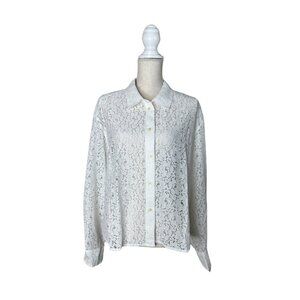 NWT Ivory Gap Lace Cropped Button Up Blouse L & XL available